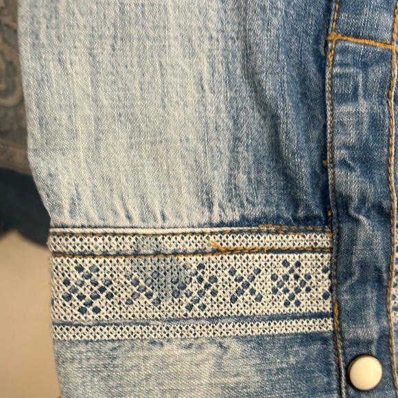 We The Free Denim Blue Patterned Button Down Shirt - Picture 10 of 13